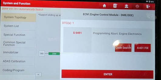 BMW 340i MG1CS003 – DTC S0491: Programming Abort Engine Electronics