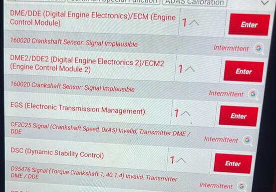 BMW X5 F15 DME MEDV17.2.H DTCs – Crankshaft Sensor Signal Implausible Fix Guide