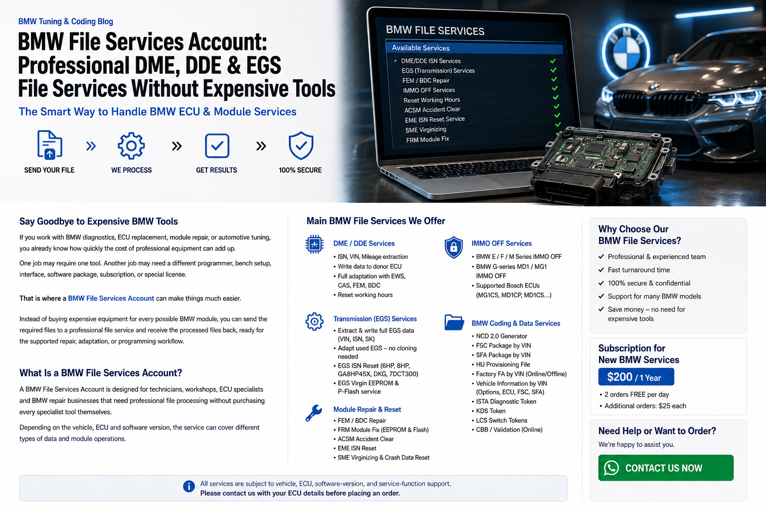 BMW File Services Account | DME DDE EGS Services, ISN Reset & BMW File Support

