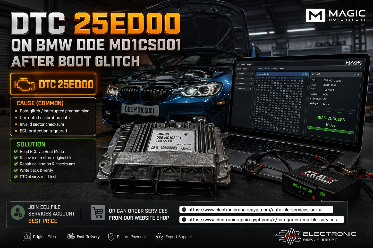 DTC 25ED00 BMW DDE MD1CS001: Real Fix After Boot Glitch