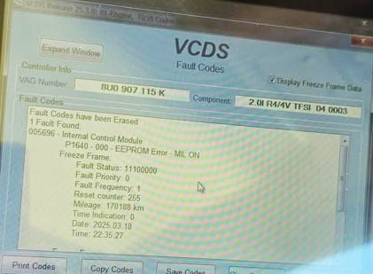 Audi Q3 DTC P1640 – Fixing MED17.5.2 ECU The Right Way