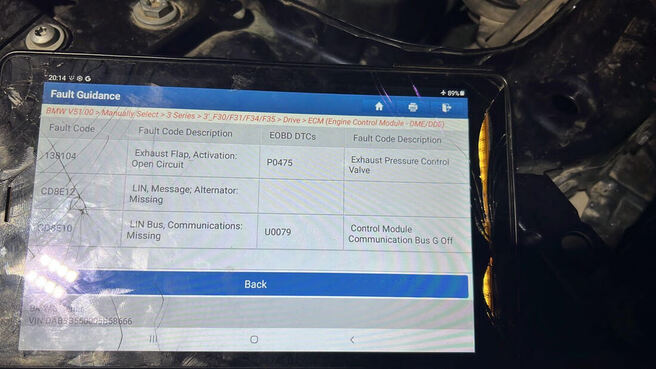 Resolving BMW 340i F30 DME MG1CS003 DTCs CD8E12 and CD8E10: LIN Communication Issues