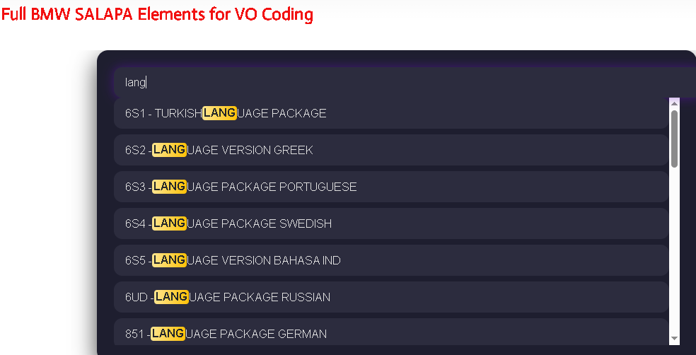 Full BMW SALAPA Elements for VO Coding: Unlock Your BMW’s True Potential