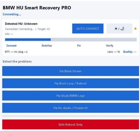 BMW HU Smart Recovery PRO — The Safe Way to Fix BMW iDrive Black Screen, Boot Loop & System Failures
