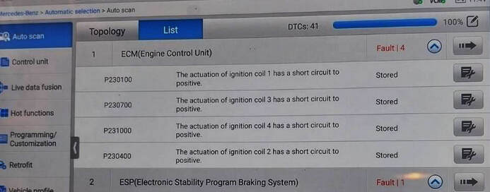 Mercedes C200 CGI DTCs (P2301, P2307, P2310, P2304): Description & Solutions