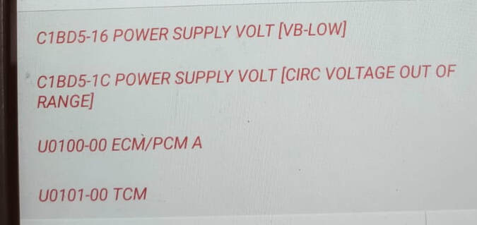 Nissan Qashqai Transmission Control Module DTCs Fix (C1BD5-16, C1BD5-1C, U0100-00, U0101-00)
