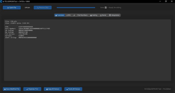 Mercedes 9G-Tronic VGS TCU EEPROM Tool – Virginize, VIN Editing & Adaptation Management Made Easy