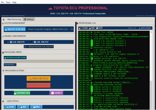 Toyota Denso Gen3 Emission Delete Solution (DPF OFF & AdBlue OFF) – 2GD-FTV & 1GD-FTV Engines